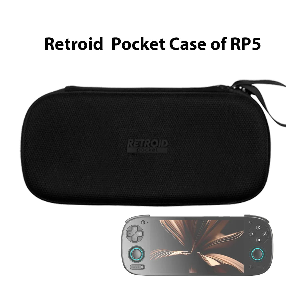 Black bag of Retroid Pocket 5 Handheld Game Console Portable Carry Case Screen Film Transparent Grip of RP5