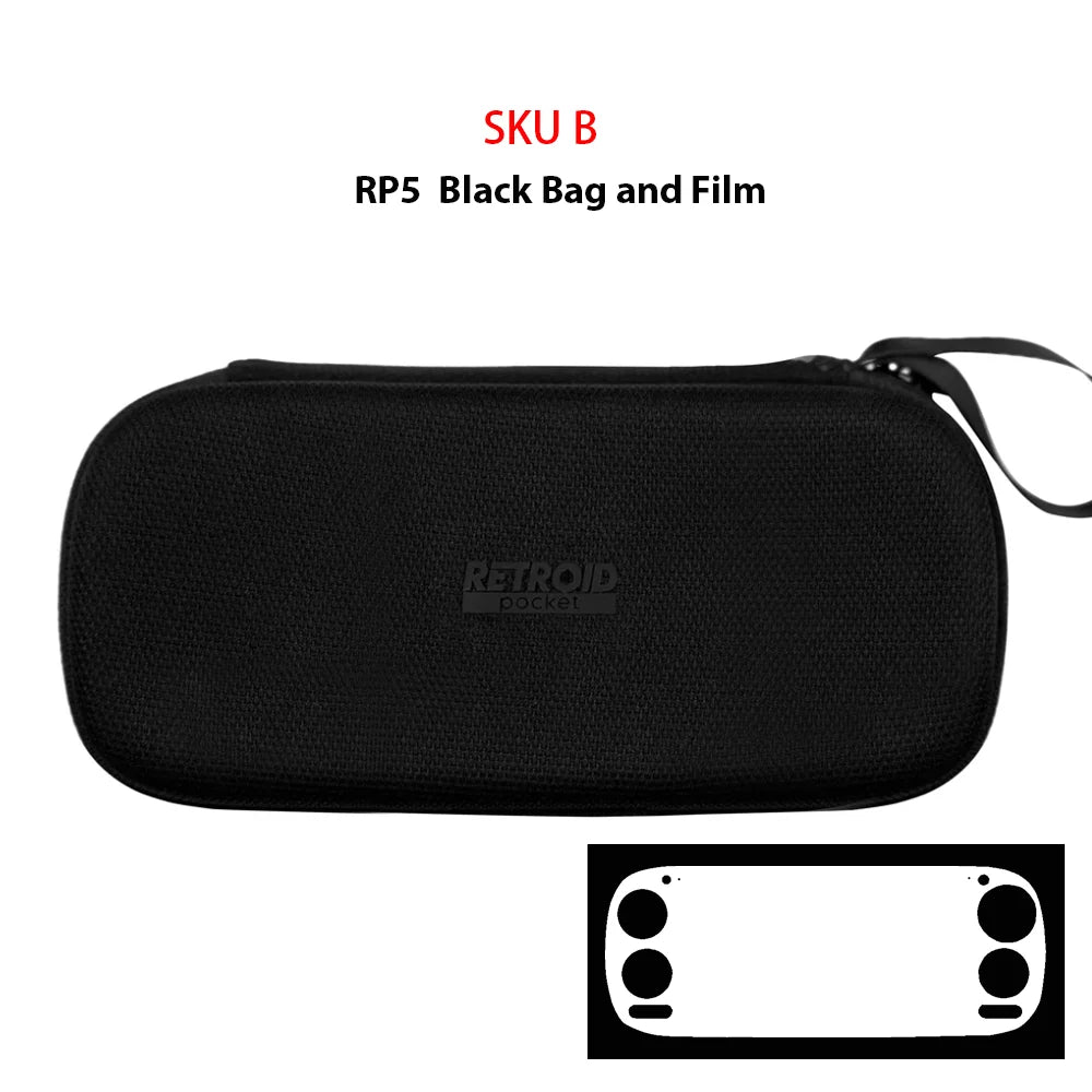 Black bag of Retroid Pocket 5 Handheld Game Console Portable Carry Case Screen Film Transparent Grip of RP5