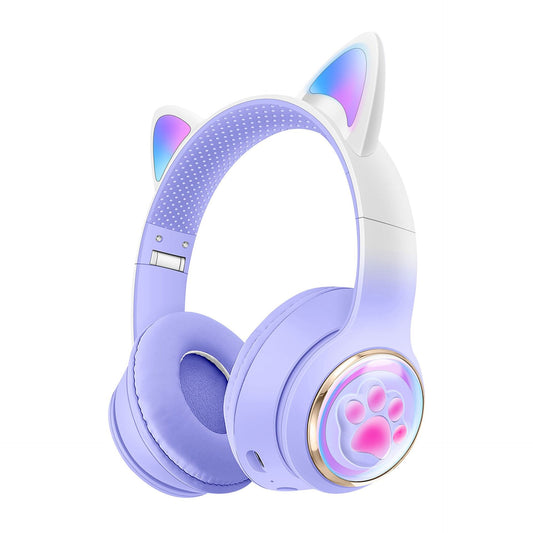 Luminous Cat Ears Cute Space Cabin Head Mounted Bluetooth Earphones Heavy Bass Gaming Wireless Earphones
