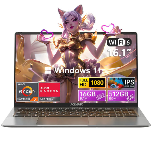 ACEMAGIC Gaming Notebook AMD Ryzen 7 5700U 16GB RAM 512GB SSD Full HD 1920x1080