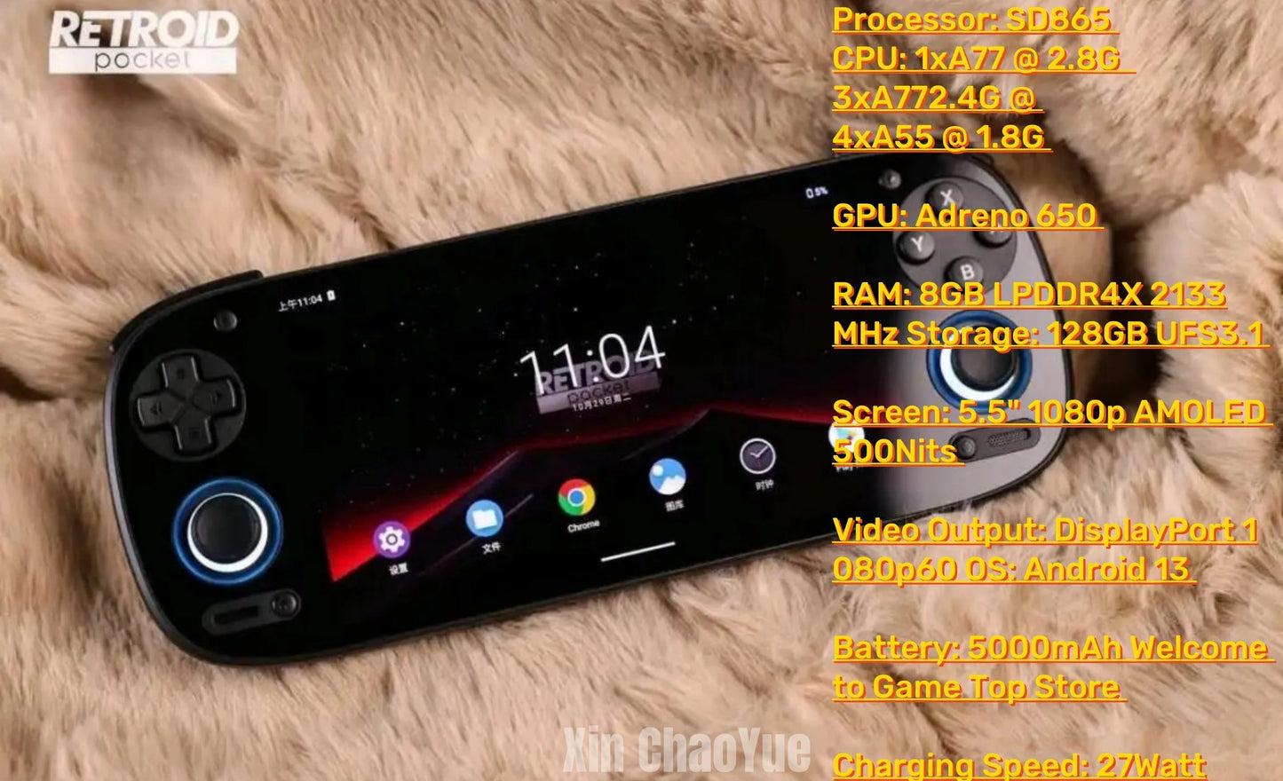Retroid Pocket 5 RP5 Retro Handheld Video Game Console Video Player 5.5 Inch OLED Touch Screen Android13 Wifi Bluetooth PSP PS2