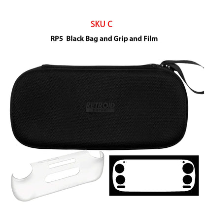 Black bag of Retroid Pocket 5 Handheld Game Console Portable Carry Case Screen Film Transparent Grip of RP5